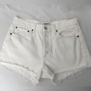 AGolde Women's 29 Cotton White Denim Button High-Rise Shorts